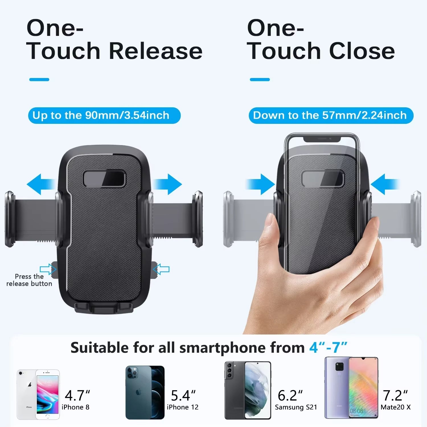 360° Adjustable Car Phone Holder – Strong Suction Cup Dashboard & Windshield Mount for 4.7”–7.2” Smartphones